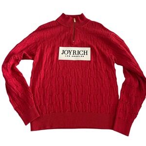 Joyrich Los Angeles Red Logo Quarter‎ Zip Sweater L Raised Text Streetwear Y2K